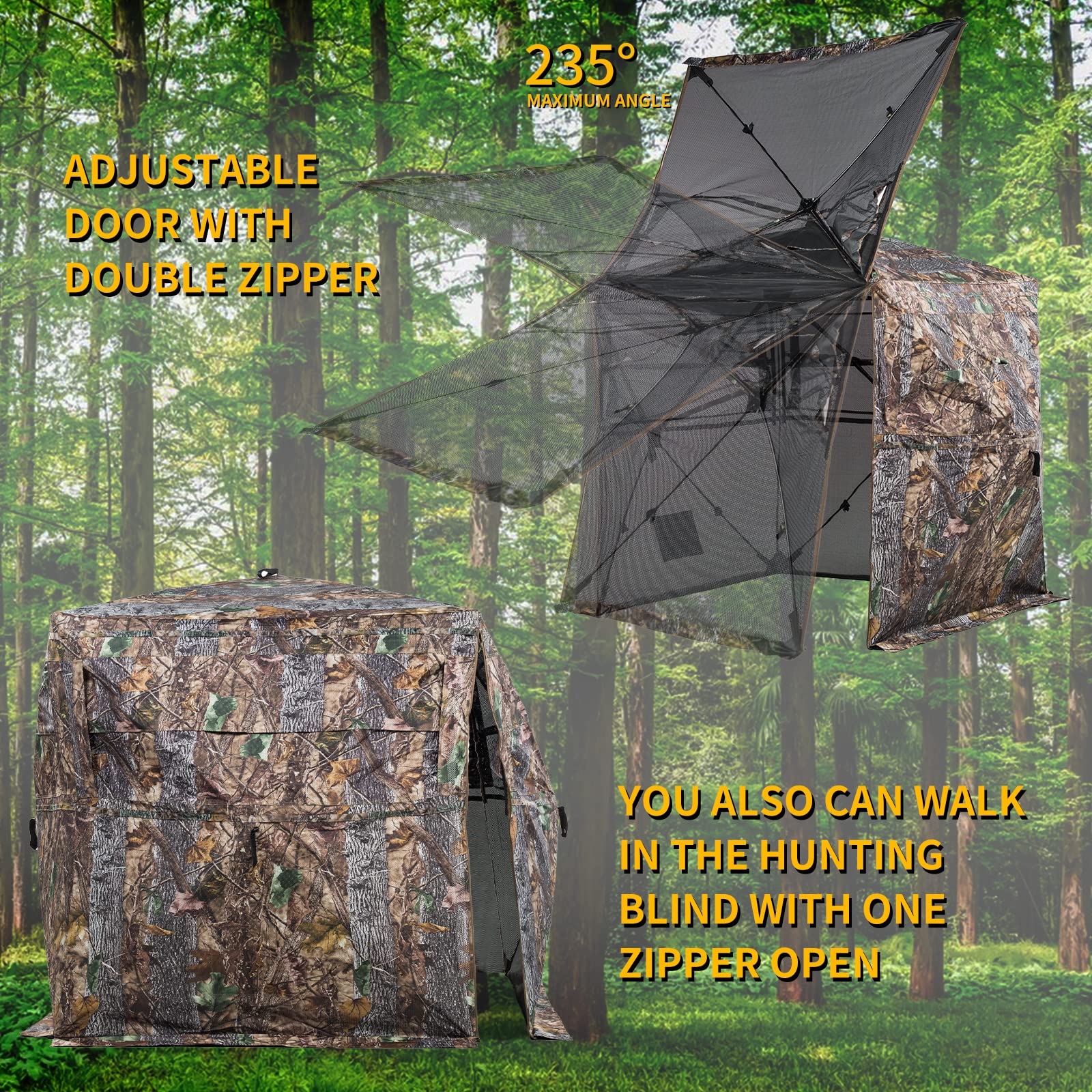 FUNHORUN hunting blind camouflage pattern blends with habitat for natural concealment.