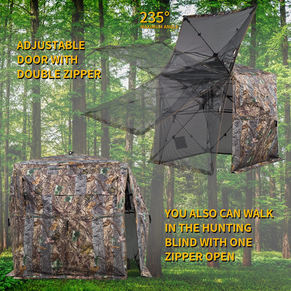 FUNHORUN hunting blind camouflage pattern blends with habitat for natural concealment.