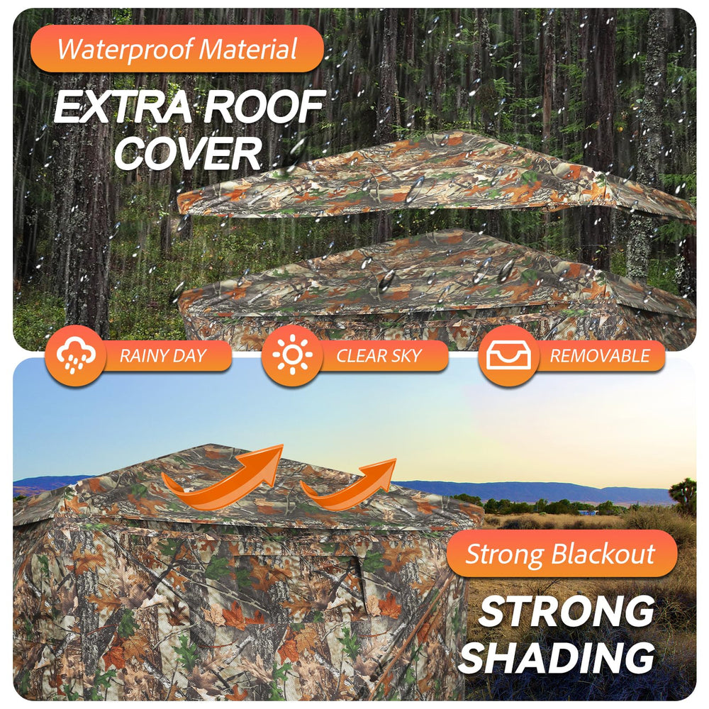 FUNHORUN hunting blind unique camouflage pattern blends naturally with habitat, improving concealment.