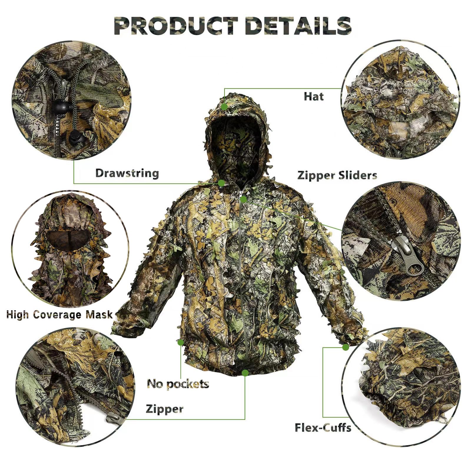 Funkoiteer ghillie suit gloves and leafy mask set complete head-to-hand disguise.
