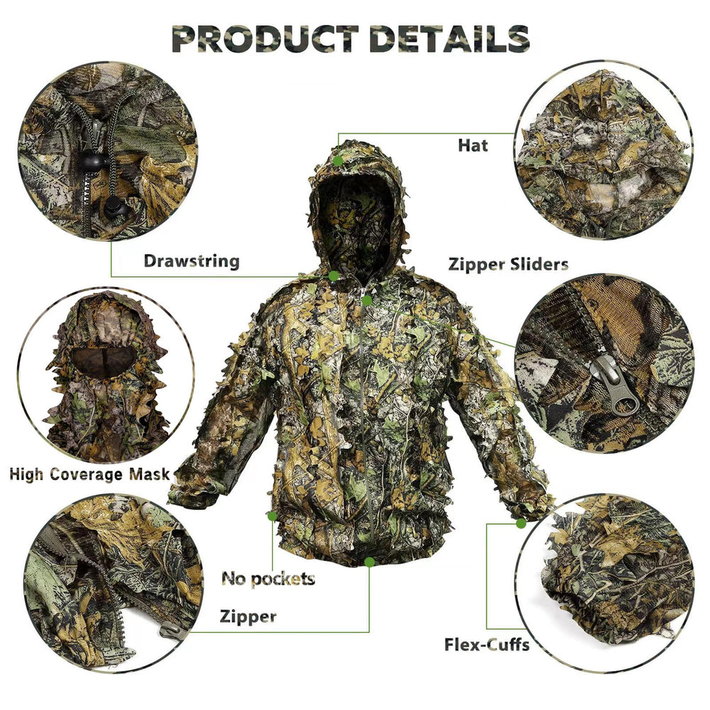 Funkoiteer ghillie suit gloves and leafy mask set complete head-to-hand disguise.