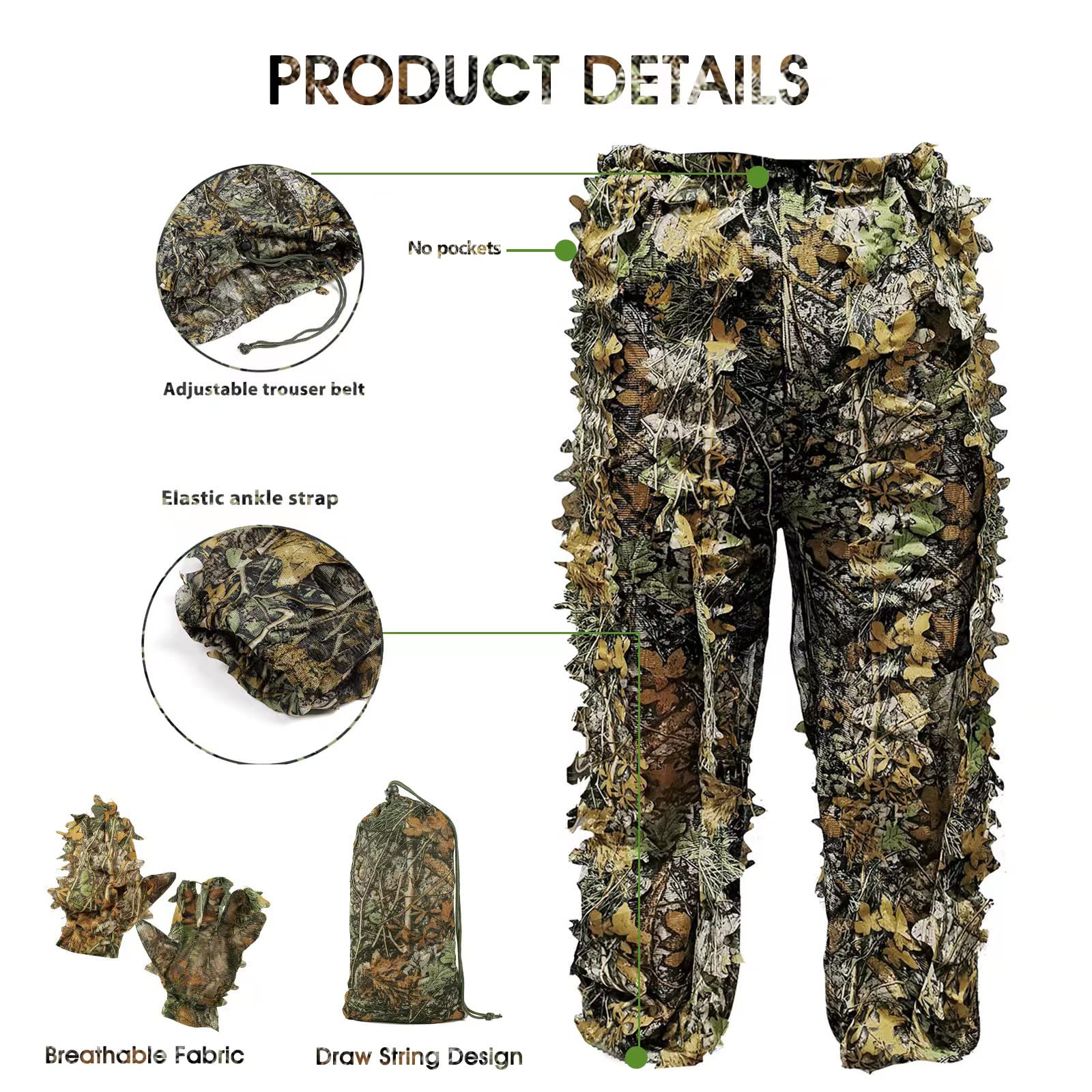 Funkoiteer ghillie suit zipper design enables quick on/off without snagging leaves.