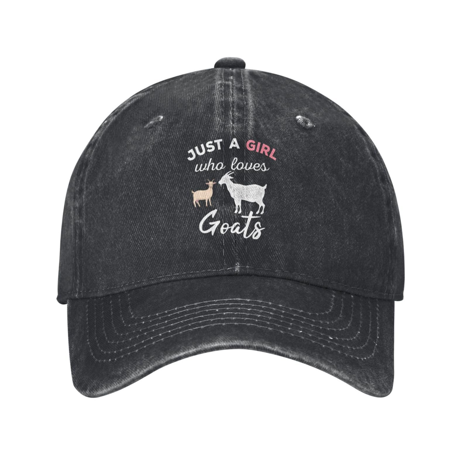 Front view of black Just A Girl Who Loves Goats hat