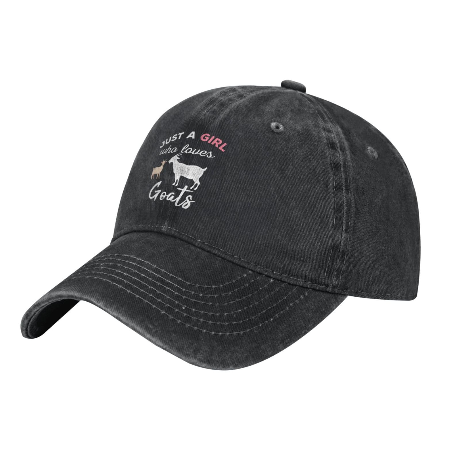 Side view of black Just A Girl Who Loves Goats hat