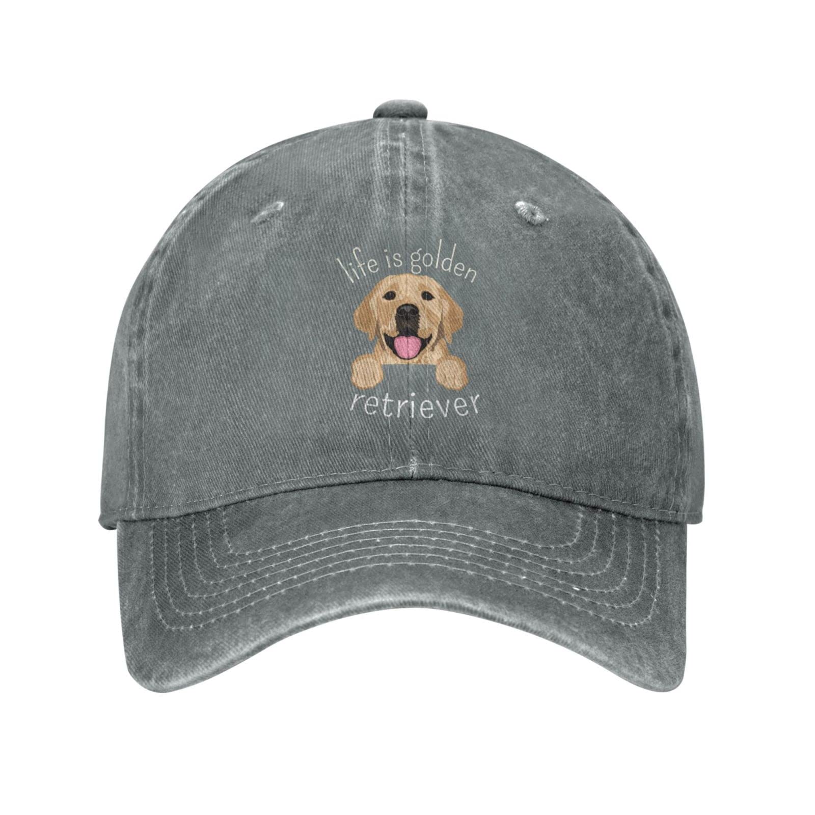 Funny Golden Retriever cap gray front view