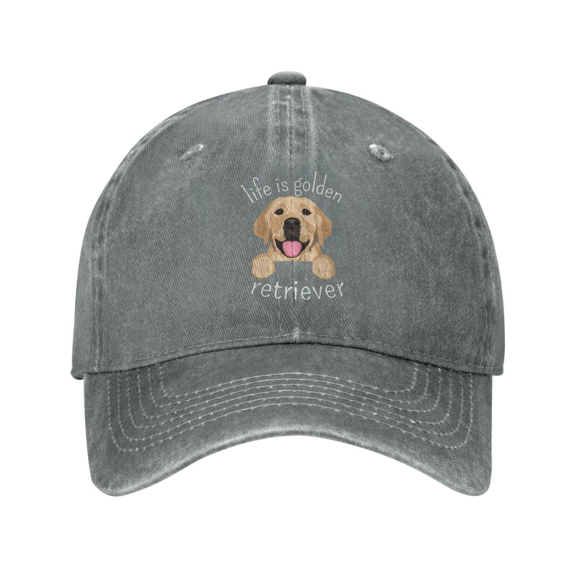 Funny Golden Retriever cap gray front view