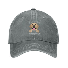 Funny Golden Retriever cap gray front view