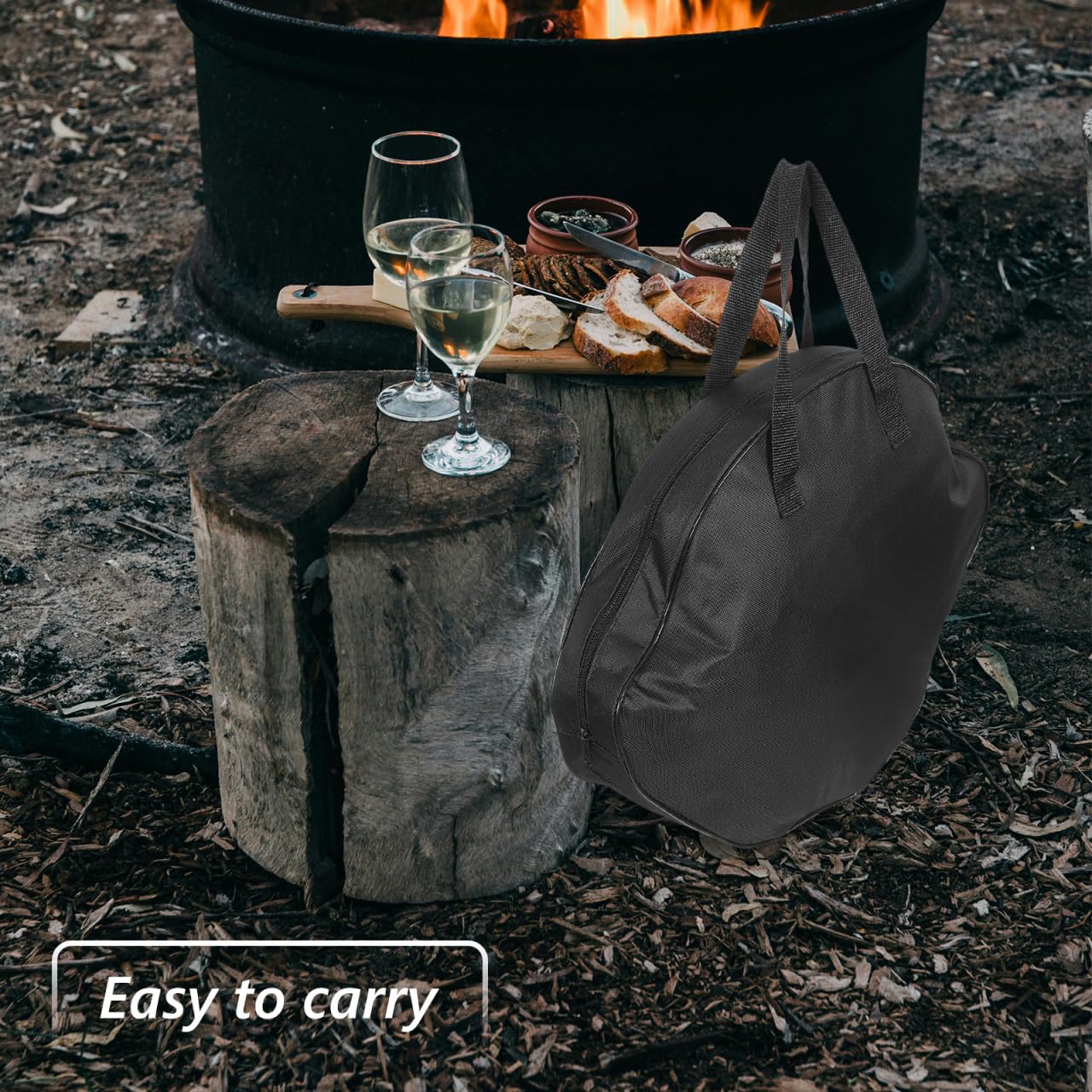 FUNOMOCYA cast iron bag durable material protects pans against abrasion in rugged campsites.