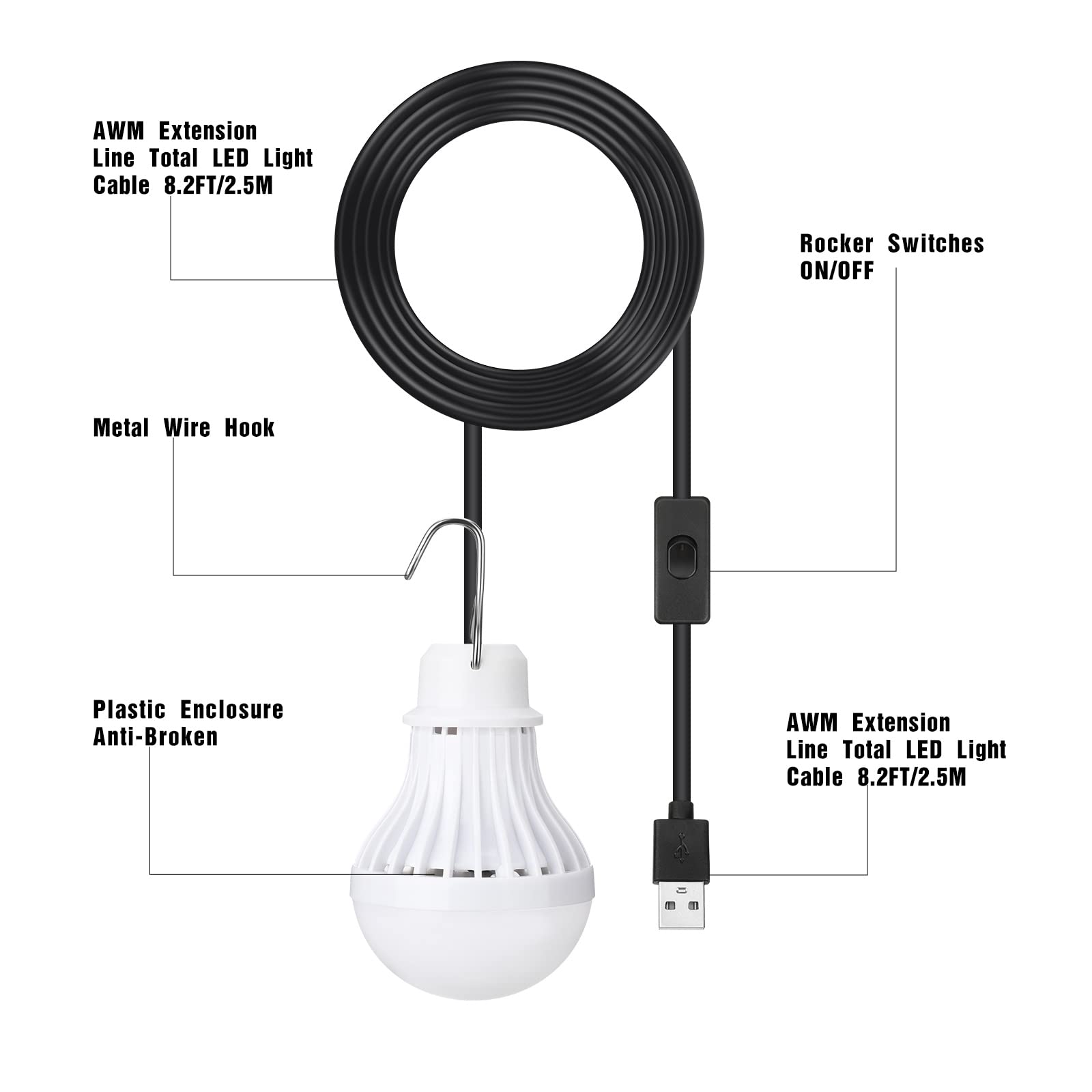 Funtery USB splitter cable 3-pack powering multiple lights from one source.