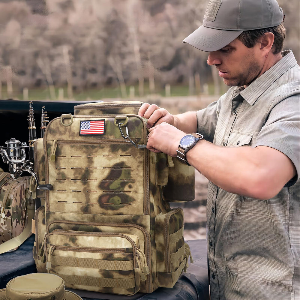 FunVZU Fishing Backpack bottle pockets keep hydration easily accessible on trails.