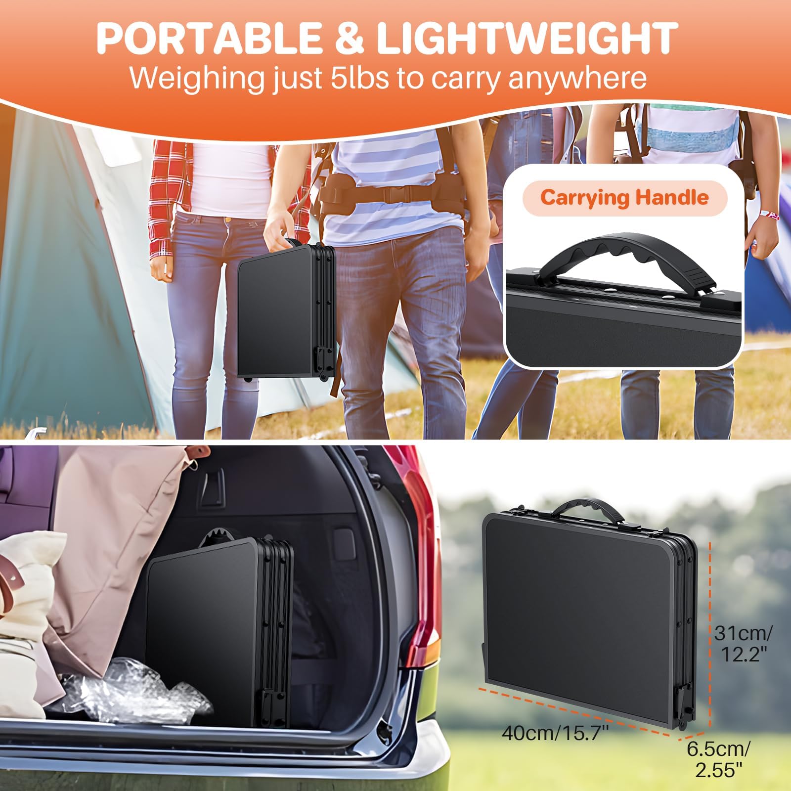 FUNYKICH 2ft folding table 3-heights-adjustable enables flexible setup for seating.