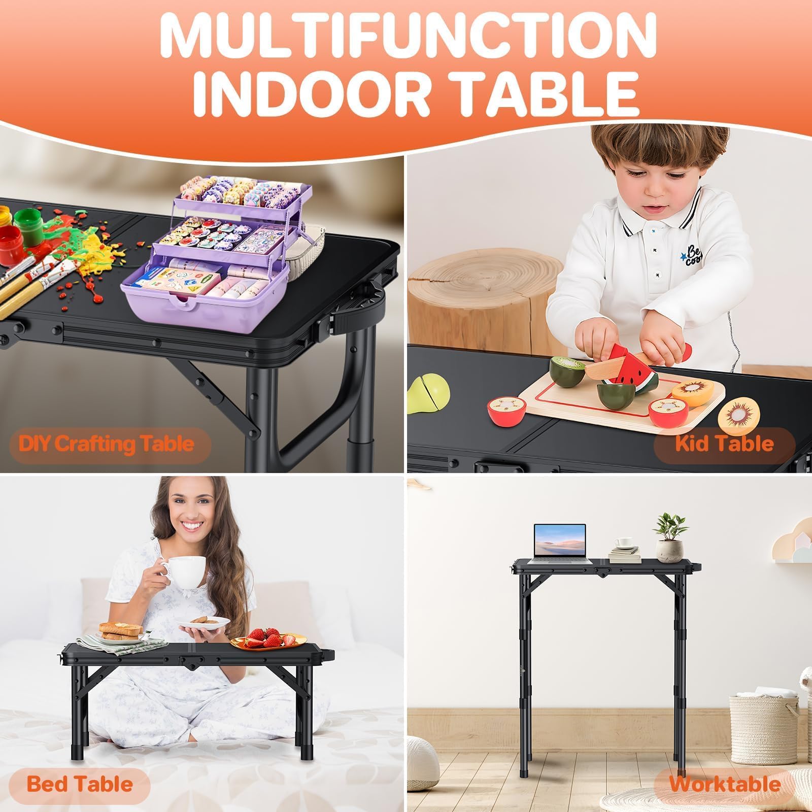 FUNYKICH 2ft folding table aluminum-frame-durable offers rugged outdoor performance.