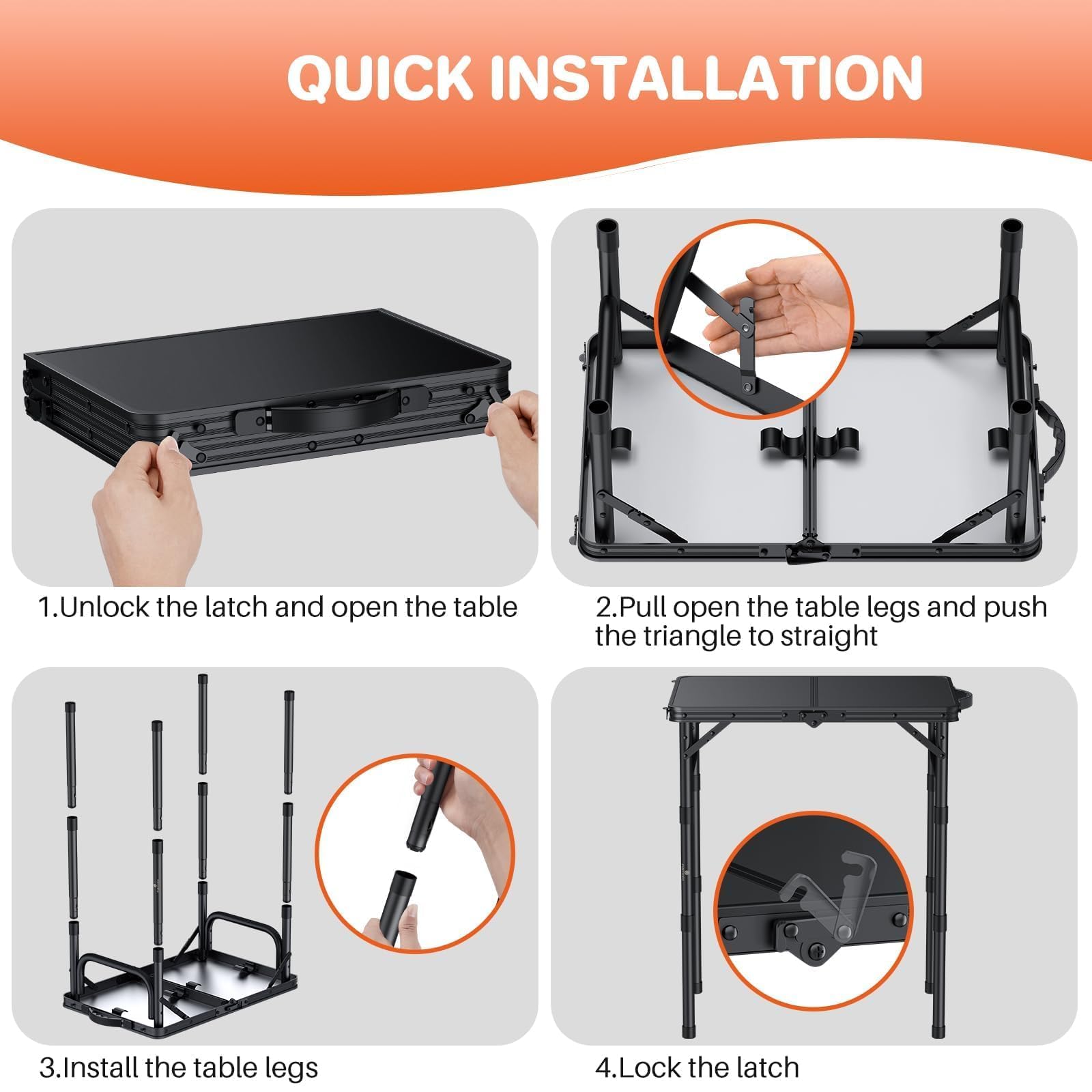 FUNYKICH 2ft folding table lightweight-portable design simplifies carrying.