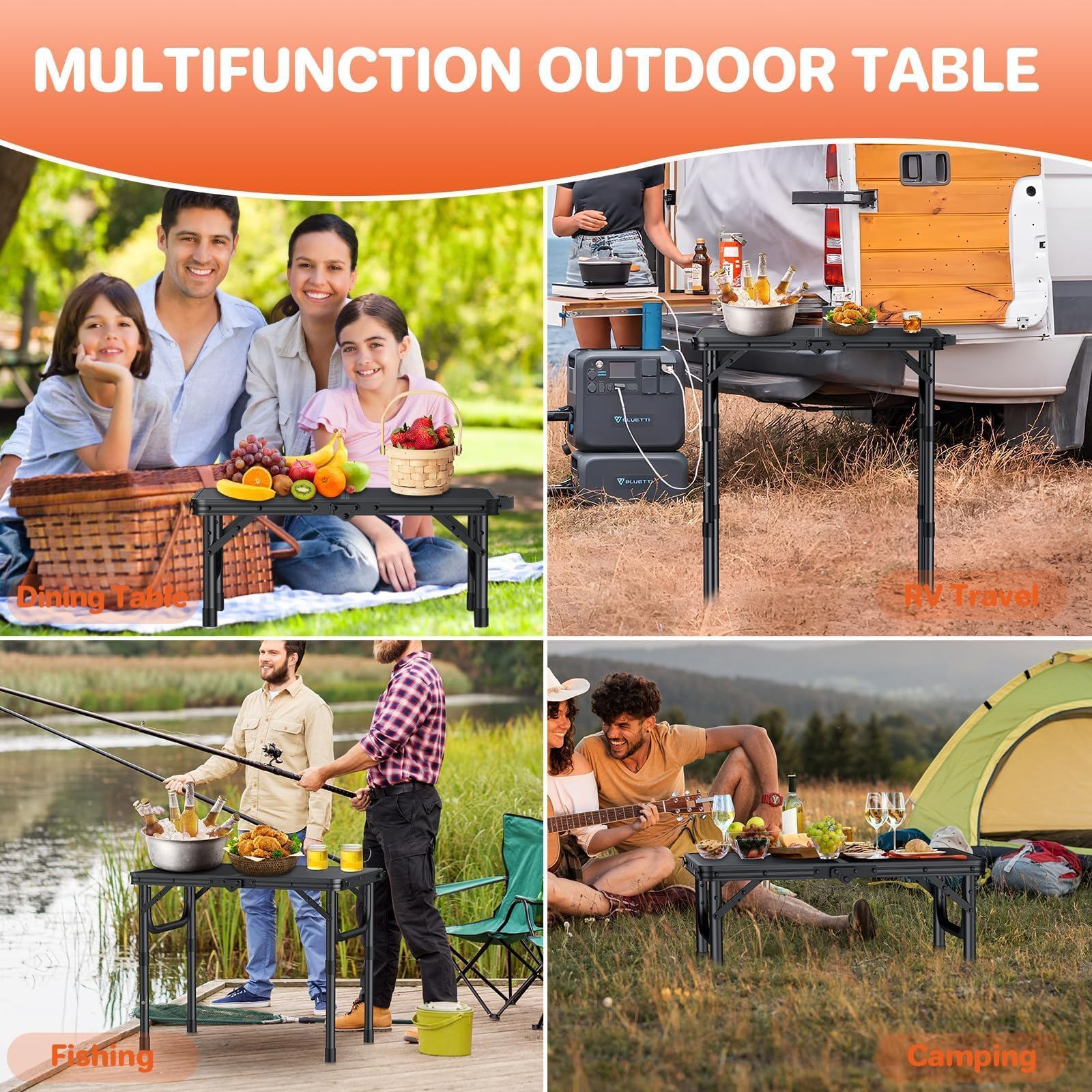FUNYKICH 2ft folding table mdf-desktop-clean surface wipes clean easily.