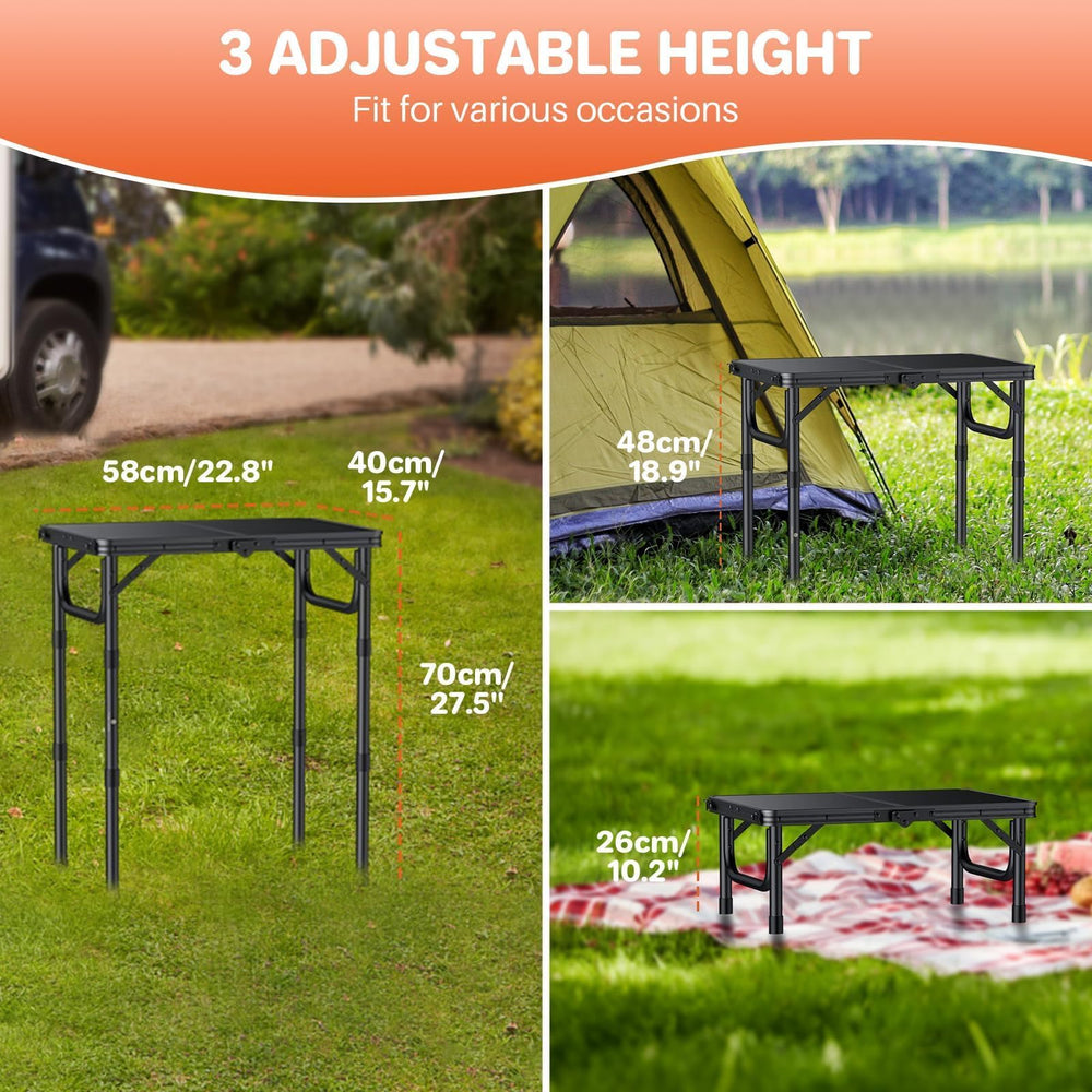 FUNYKICH 2ft folding table open on the beach ready for a picnic.