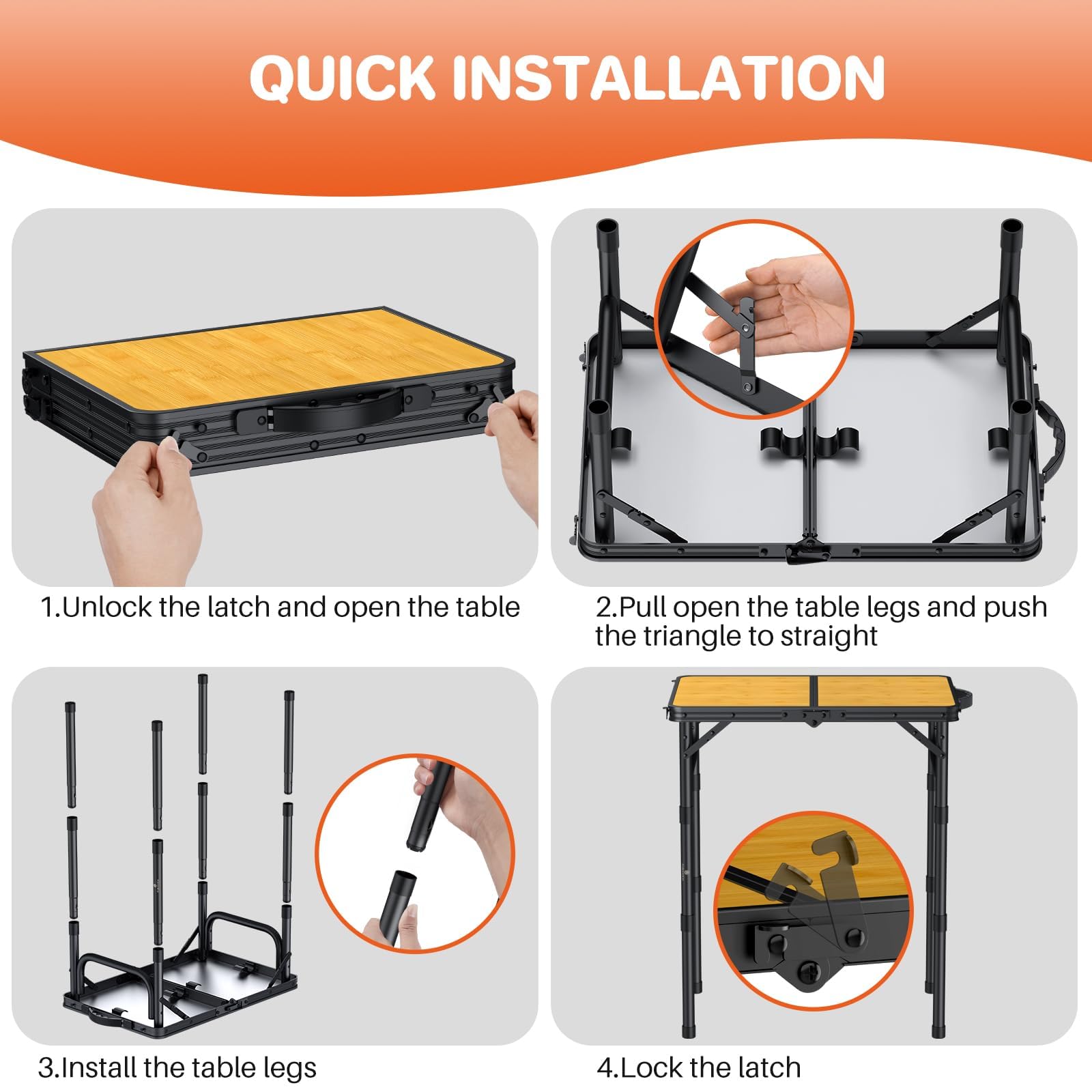 FUNYKICH 58x40cm desktop provides stable surface for meals and gear.
