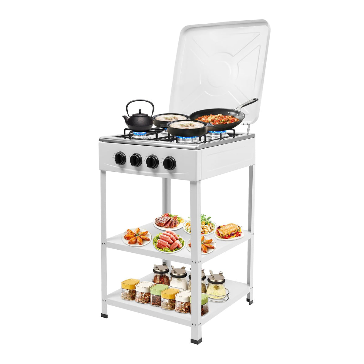 FUODIHEE 4-burner stove top view highlighting compact design for outdoor cooking