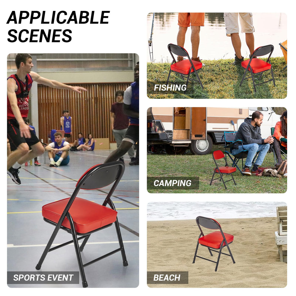 fusehome mini padded folding chair red color adds stylish comfort for patio or events