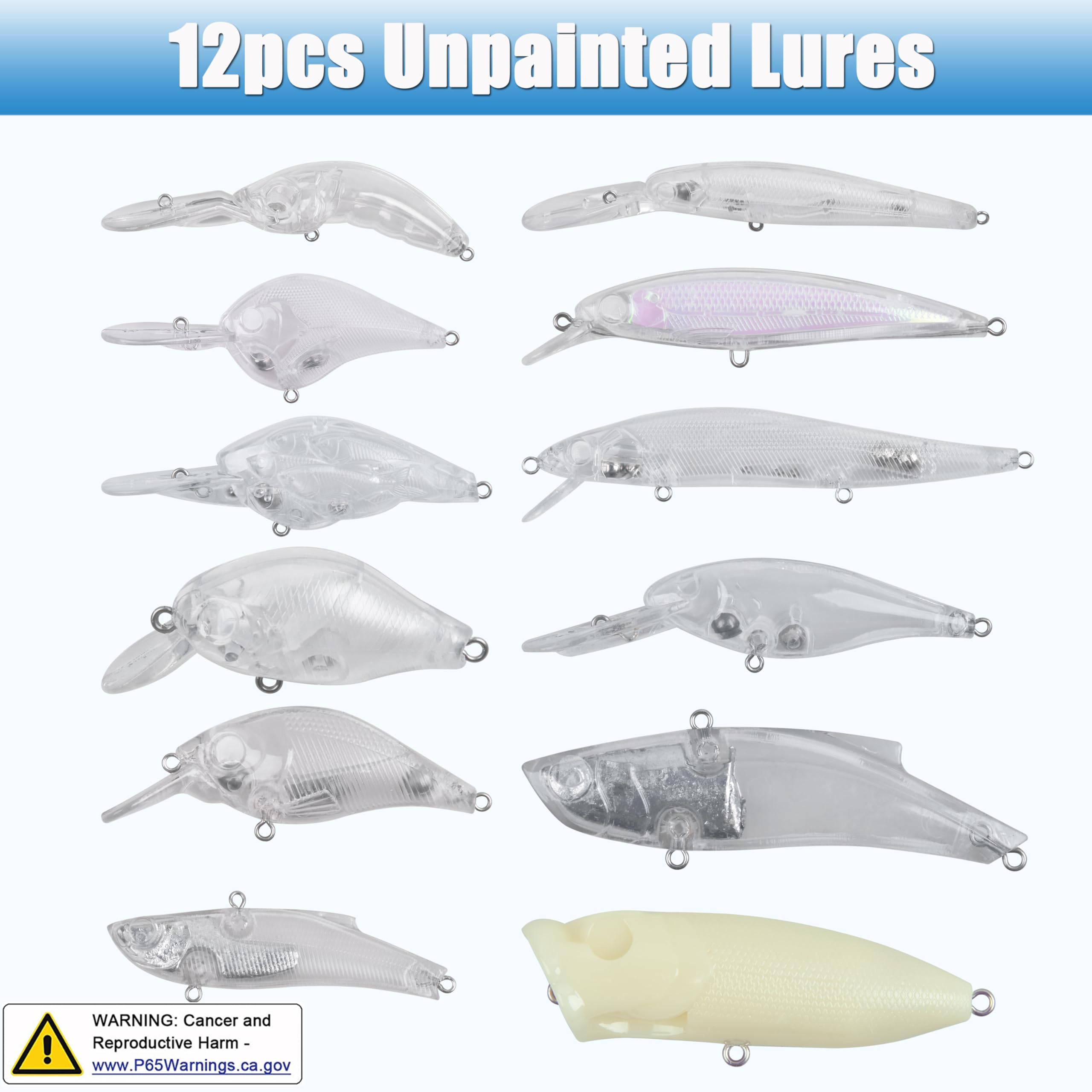 FUSIGO unpainted blank lure bodies display translucent ABS for easy painting and durability