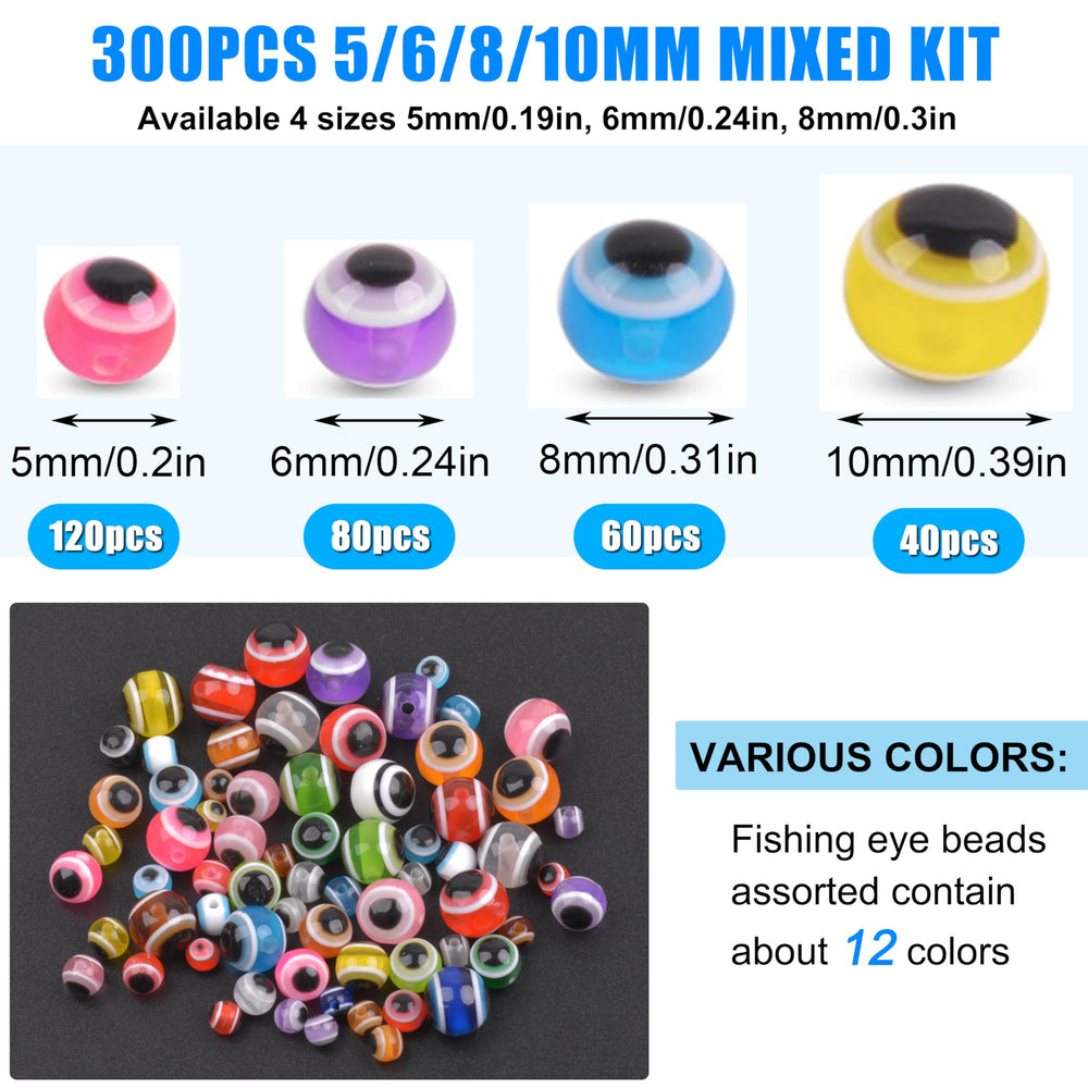 Close-up of round 8mm fishing beads with holes
