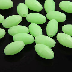 Assorted green glow beads for fishing in packaging