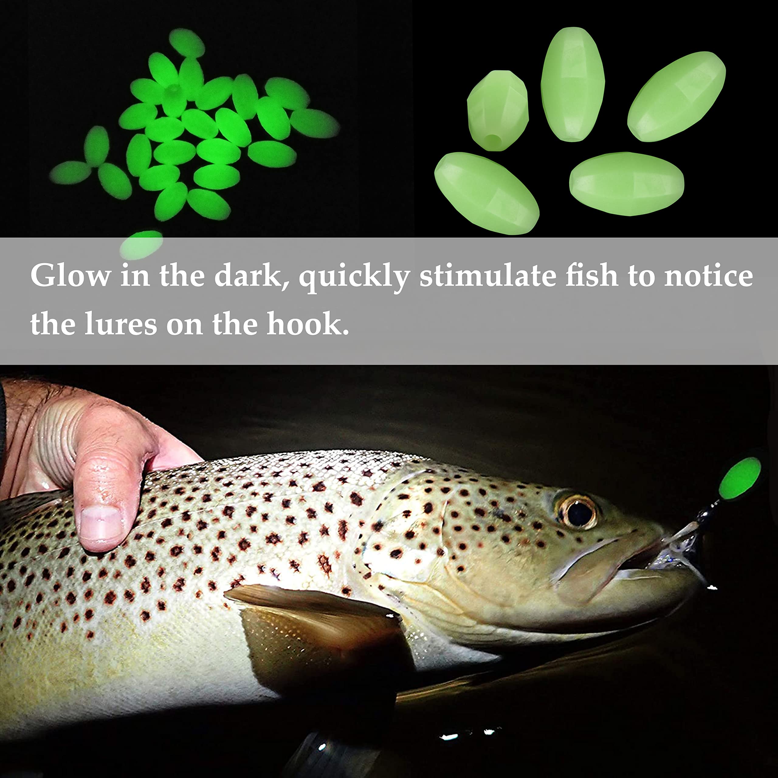 Use of glow beads for deep drop rigs and trolling lures