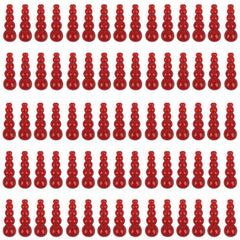 Close-up of red stacked fishing beads with smooth hole