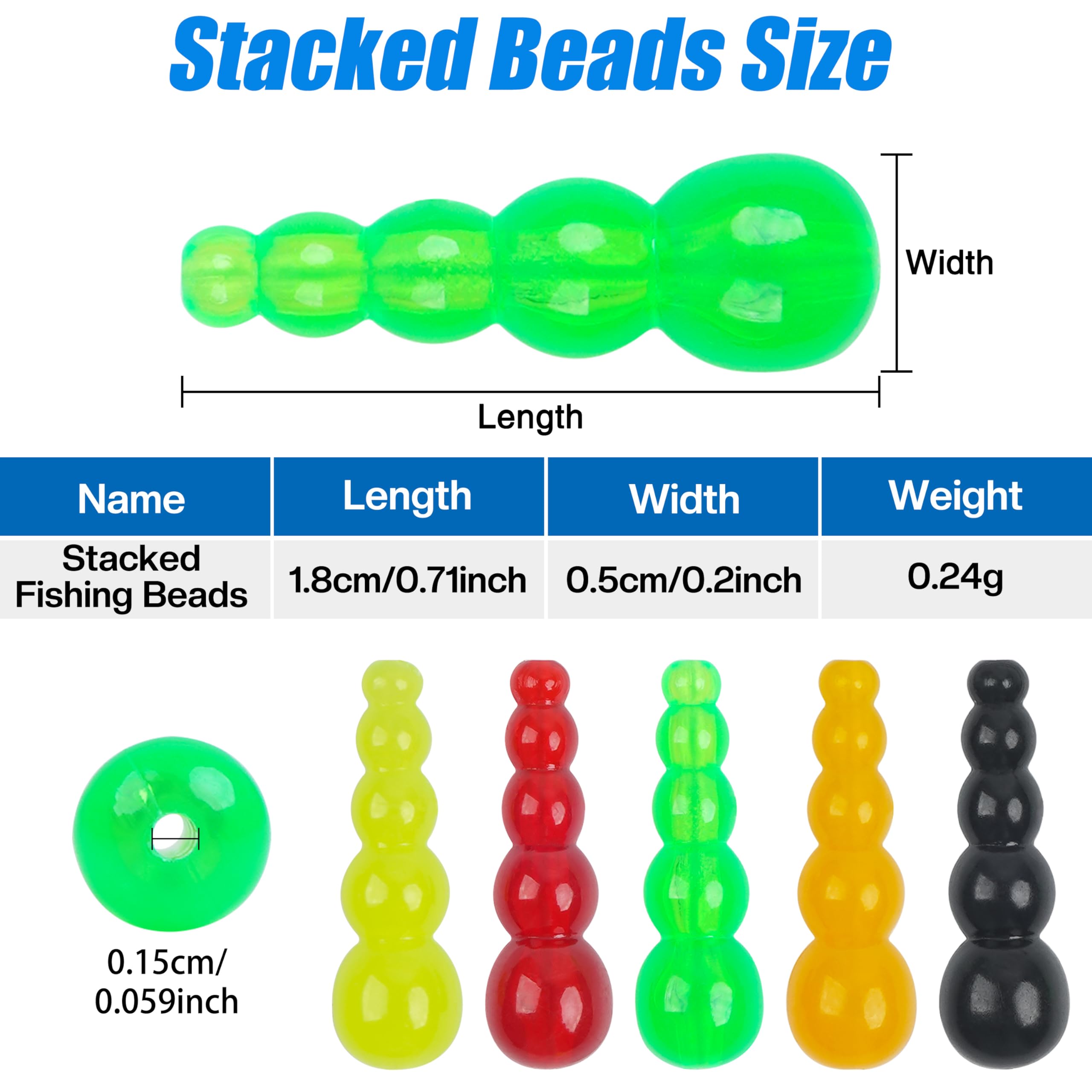 Red stacked fishing beads arranged for display