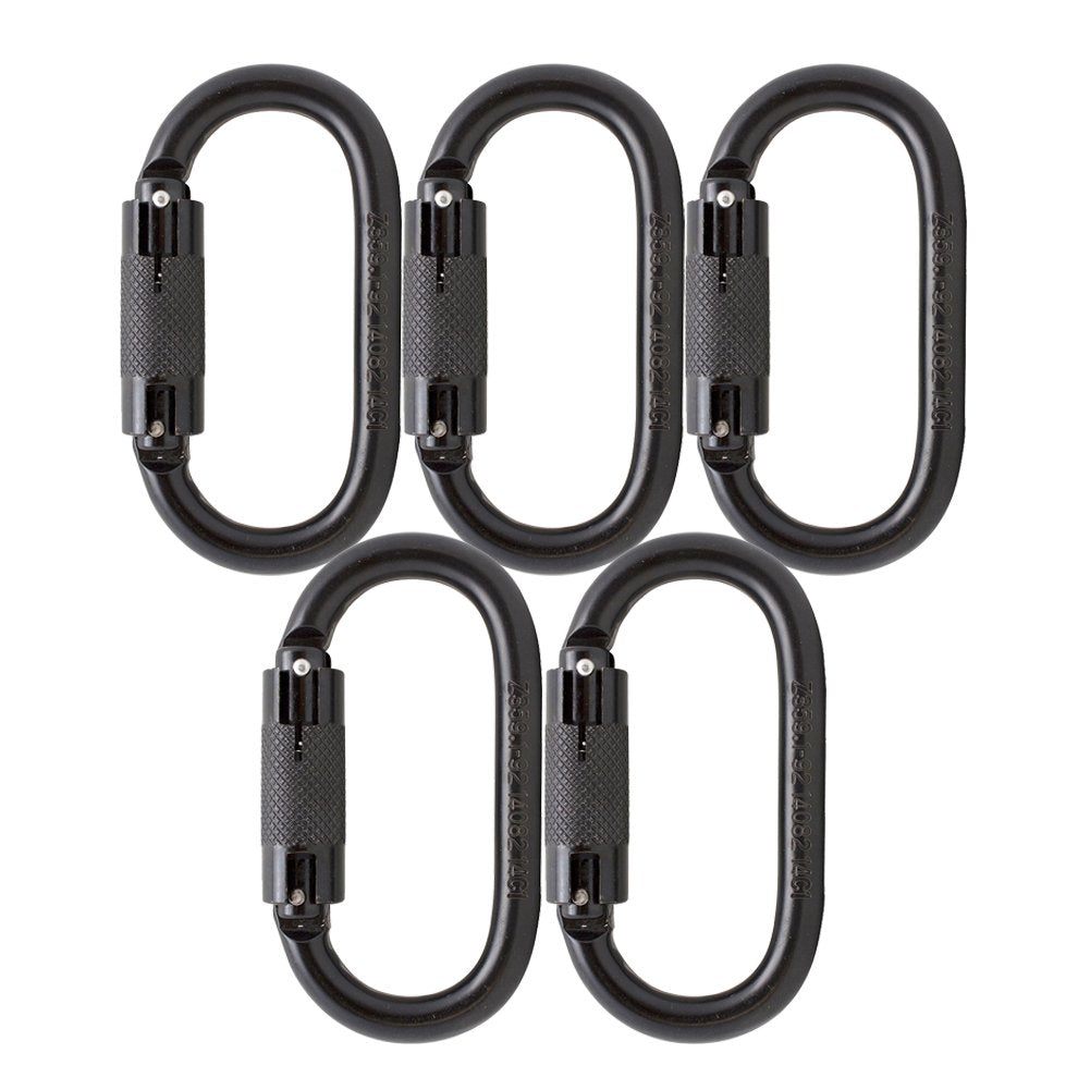 Fusion Climb auto-locking carabiner 27kN closeup, rugged steel build for safety