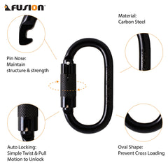 Fusion Climb steel D-shaped carabiner with heavy-duty body for climbing
