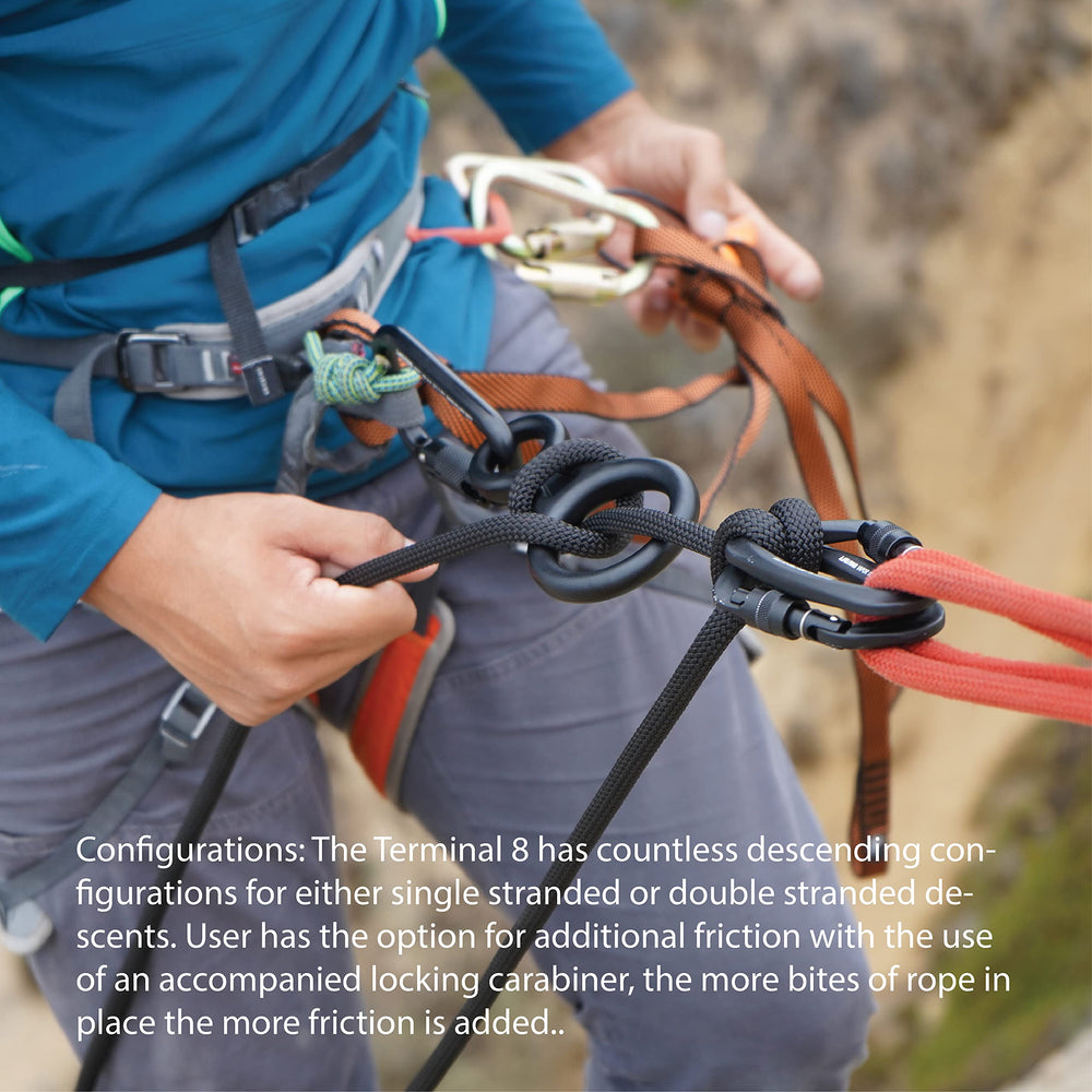 Fusion Climb descender with ears and belay slot for easy lock-off