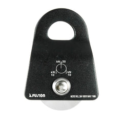 Fusion Climb Ekat Micro side-swing pulley front view shows snag-free operation for lightweight rescue