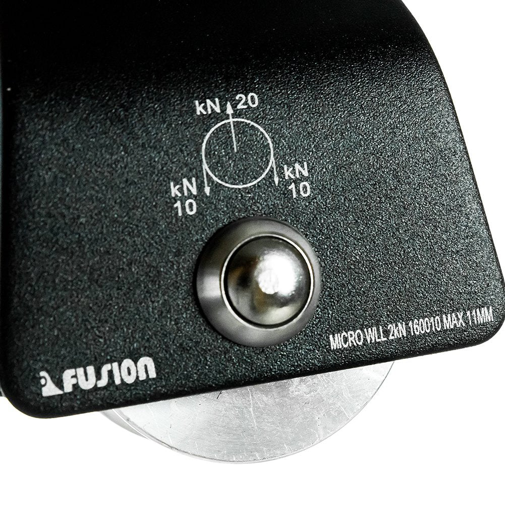 Fusion Climb Ekat Micro side-swing pulley installation demonstrates quick secure rope setup