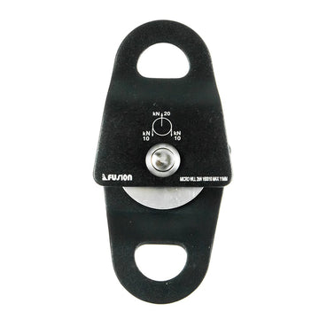 Fusion Climb Ekat Micro side-swing pulley matte-black finish demonstrates durability in rugged environments