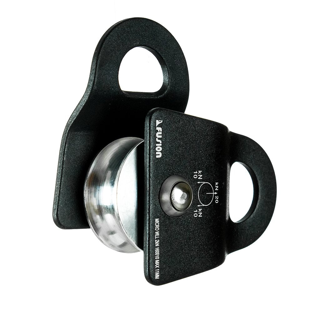 Fusion Climb Ekat Micro side-swing pulley rope-compatibility-12mm emphasizes versatility for multiple ropes