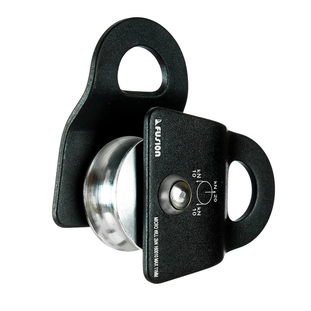 Fusion Climb Ekat Micro side-swing pulley rope-compatibility-12mm emphasizes versatility for multiple ropes