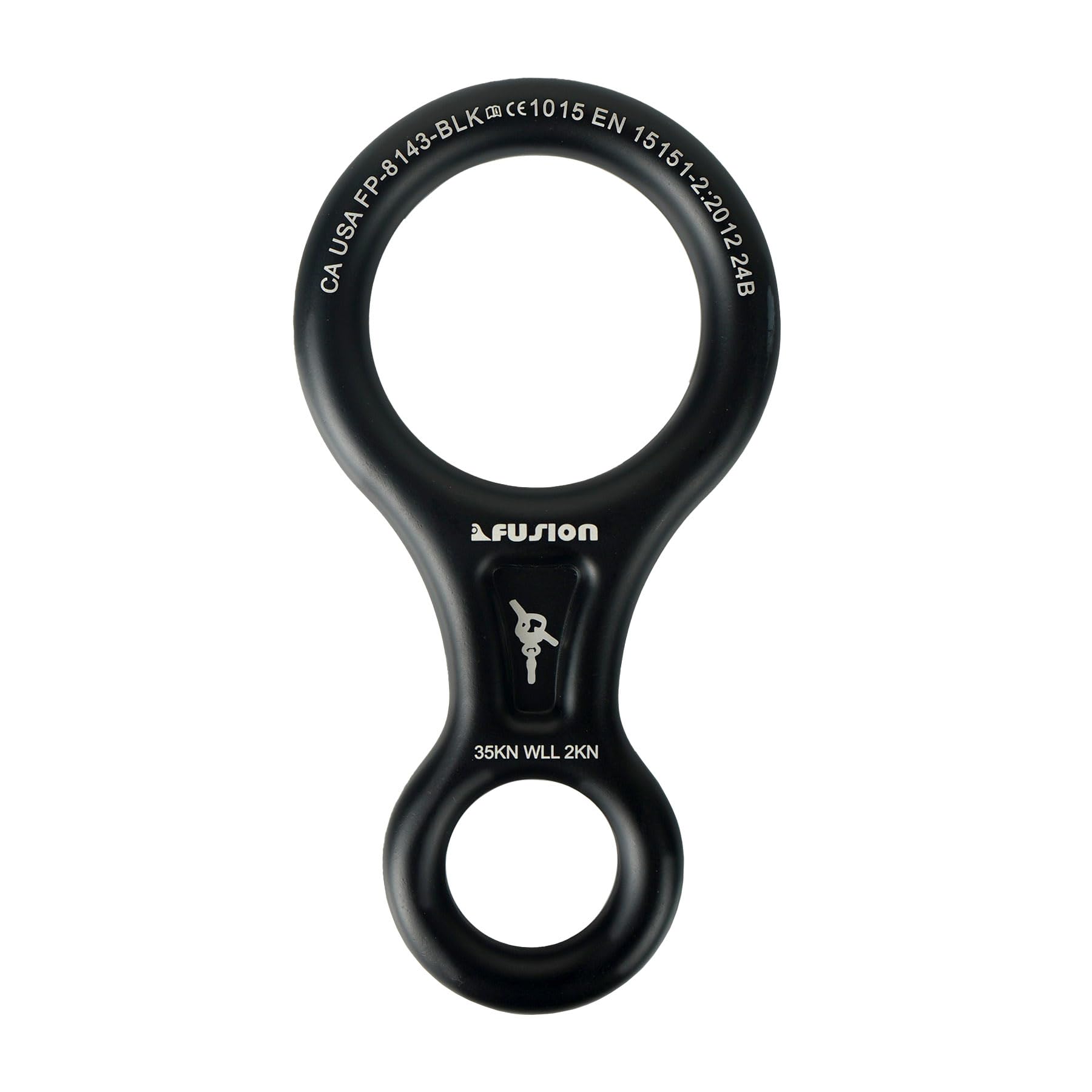Fusion Climb figure-8 descender closeup highlighting thick ears for controlled descent