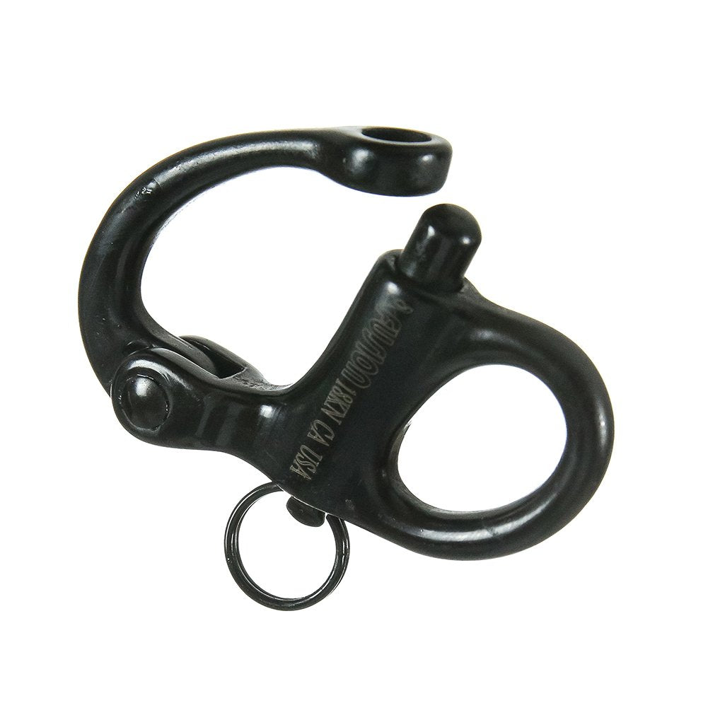 Fusion Climb fixed snap shackle side view; rugged 18kN strength for rigging.