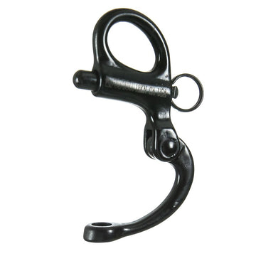 Fusion Climb fixed snap shackle with rope setup; quick release improves safety at sea.