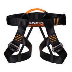 Fusion Climb half body harness front view showing secure support for ascent