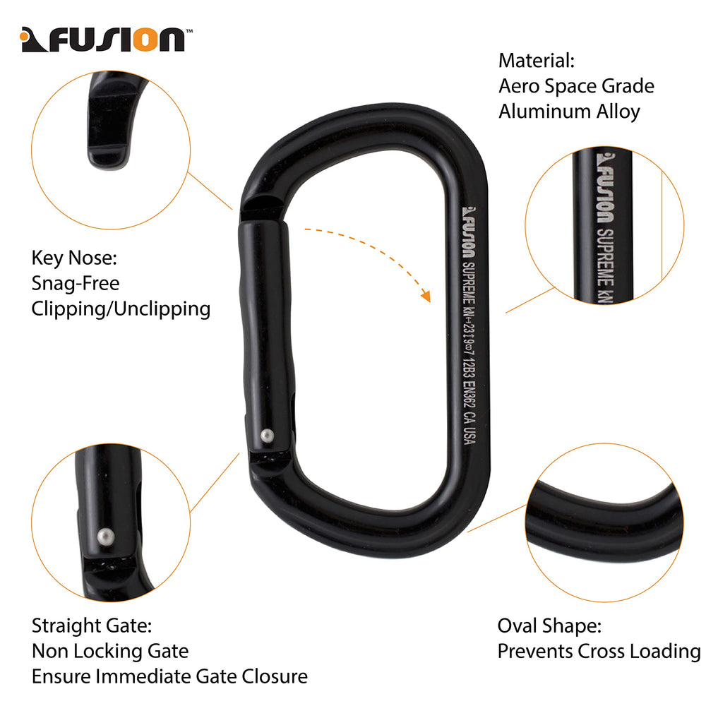 Fusion Climb key nose design enables smooth clipping without snagging.