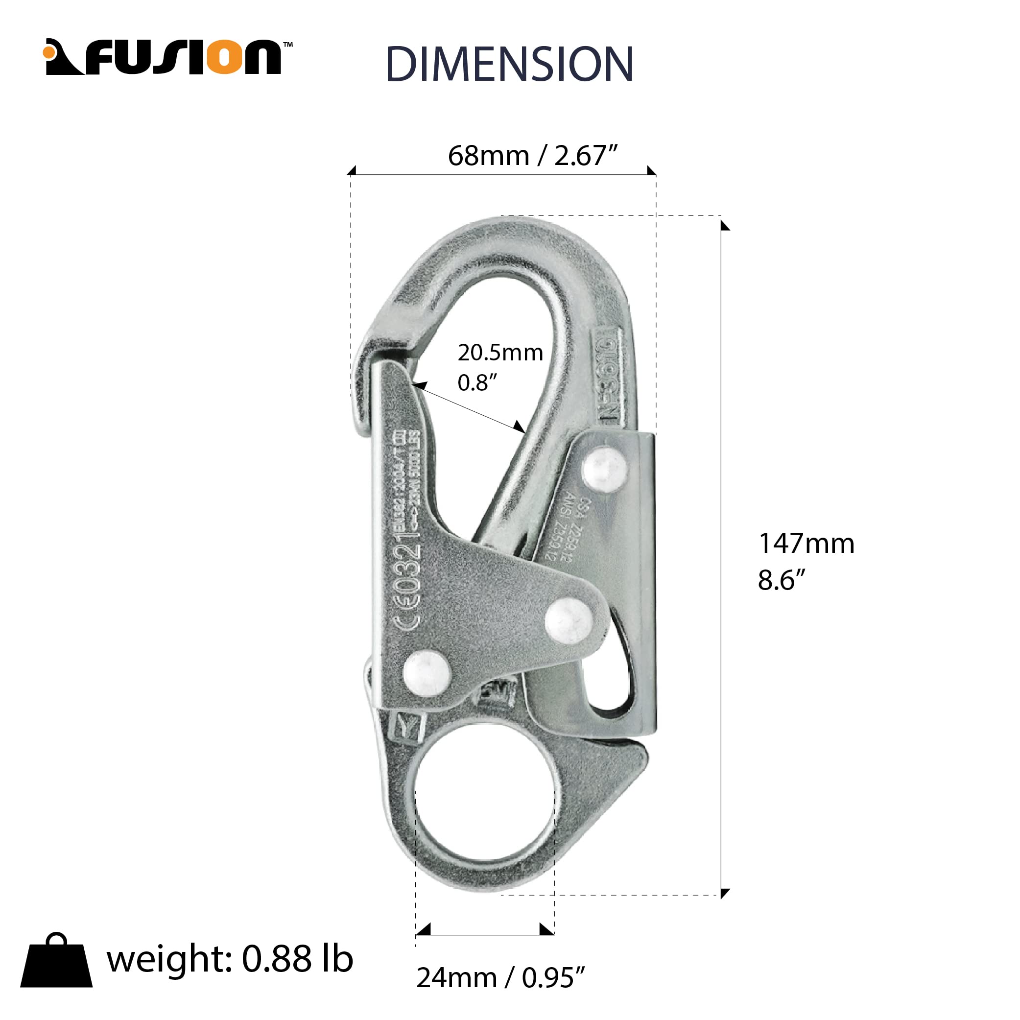 Fusion Climb Maxi-2 in-use with double-action locking for secure attachment.