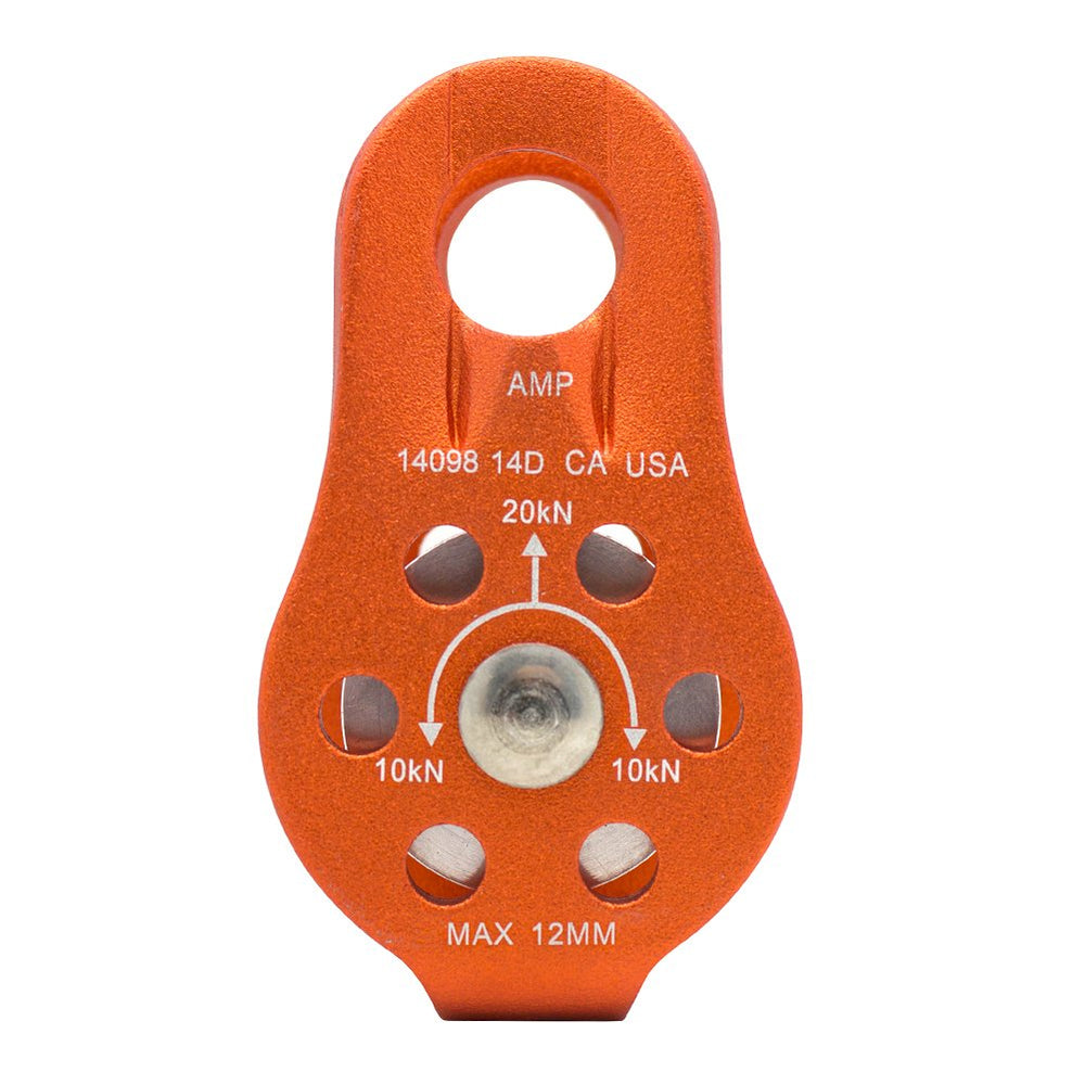 Fusion Climb Nuro Pulley fixed side plate for towing setups with 20 kN strength.