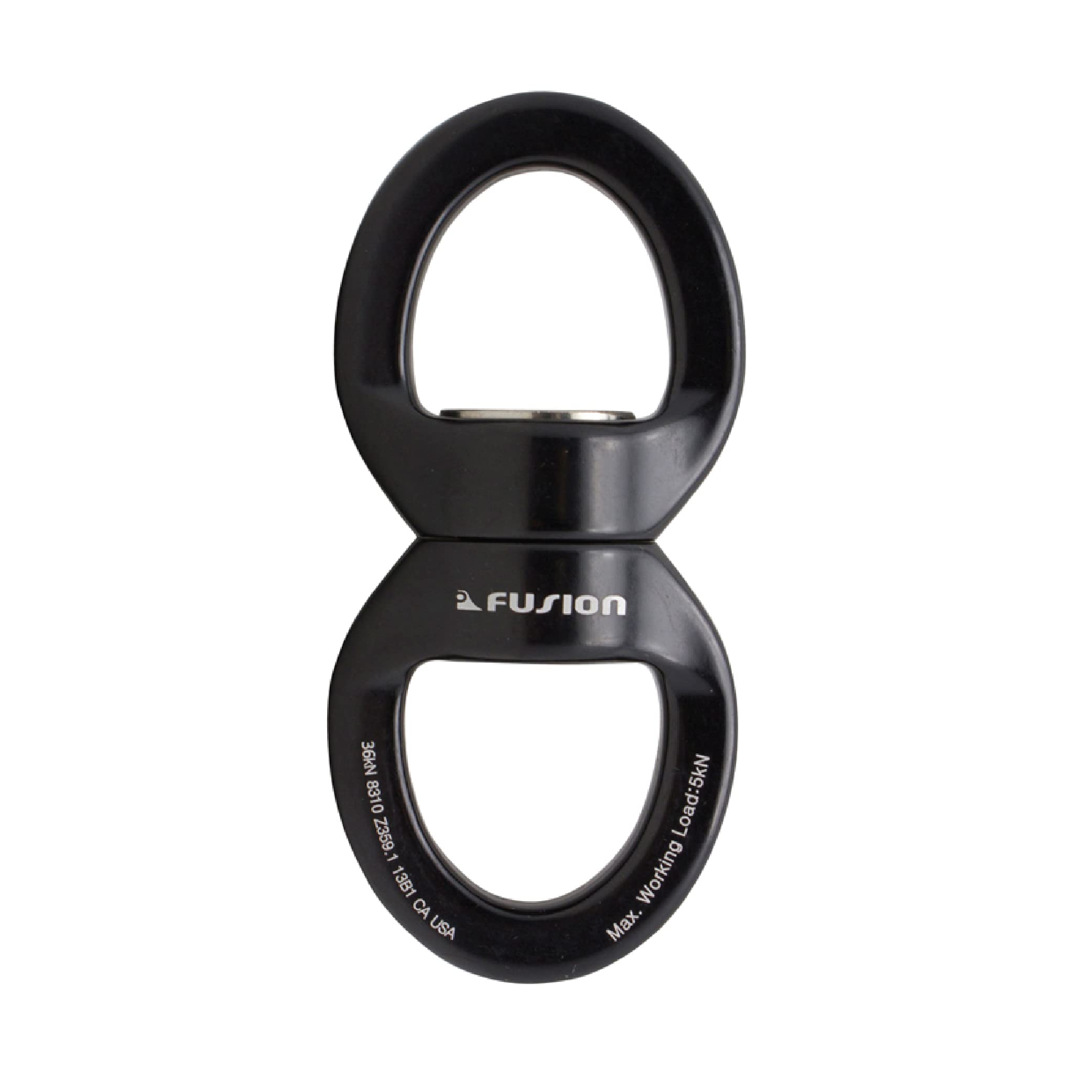 Fusion Climb oval swivel with 360-degree rotation for smoother swings and reduced rope twist.