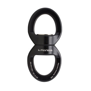 Fusion Climb oval swivel with 360-degree rotation for smoother swings and reduced rope twist.