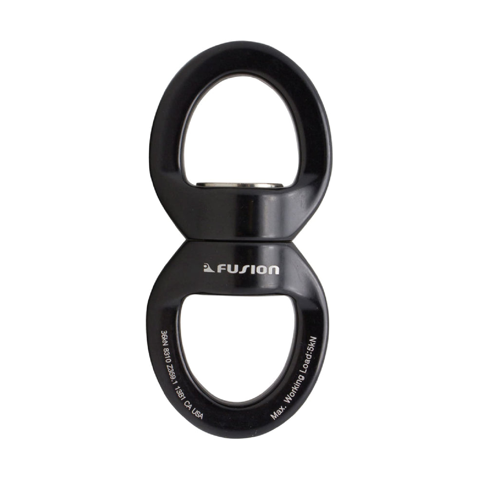 Fusion Climb oval swivel with 360-degree rotation for smoother swings and reduced rope twist.