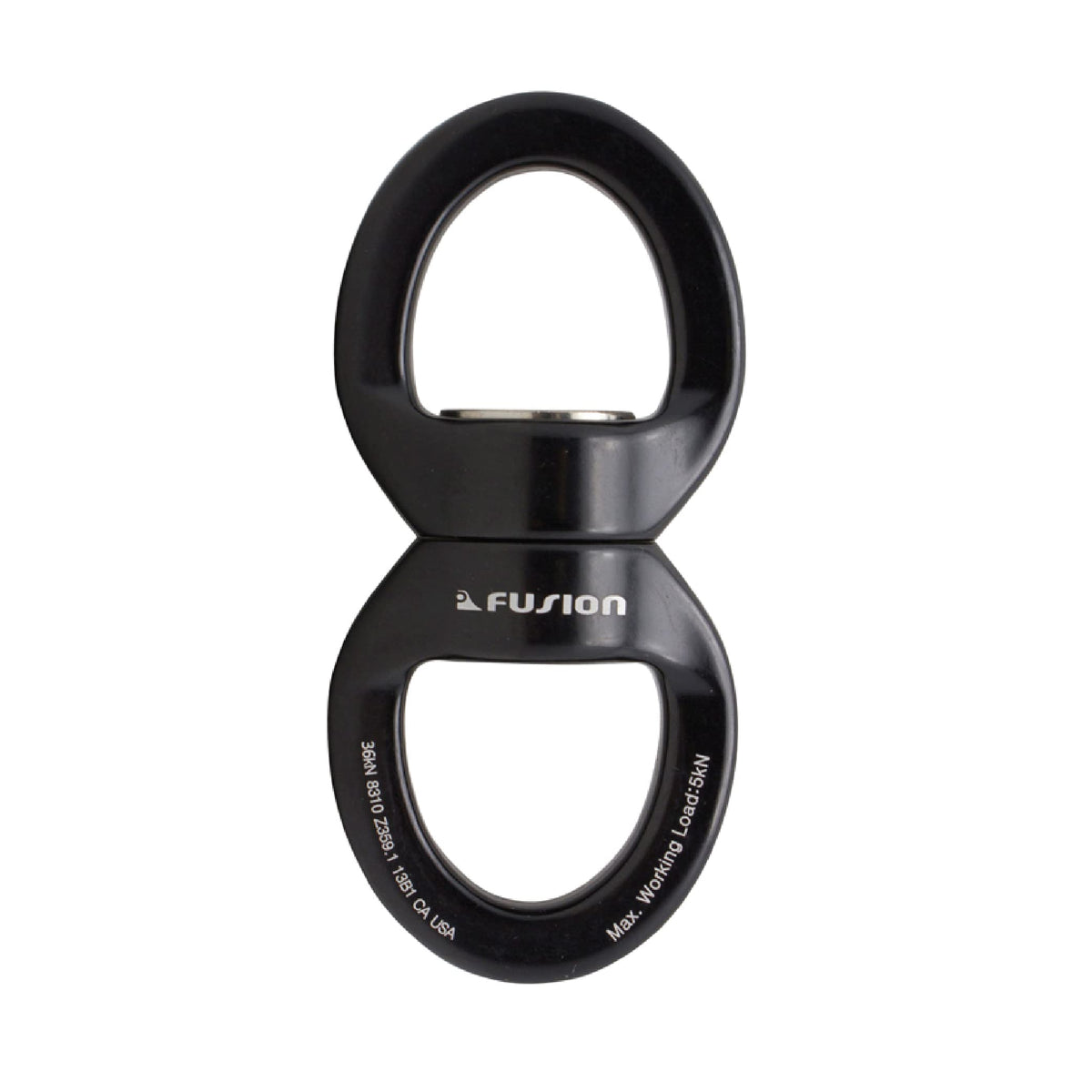 Fusion Climb oval swivel with 360-degree rotation for smoother swings and reduced rope twist.