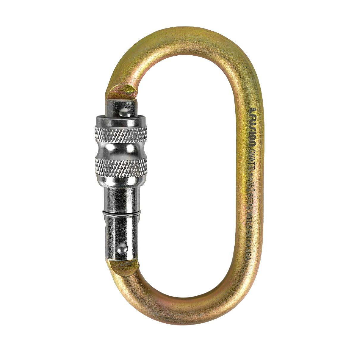 Fusion Climb Ovatti screw-locking carabiner in D-shaped form for secure attachment during climbs.