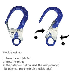 Fusion Poseidon II hook open-gate illustration for effortless one-handed use.
