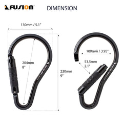 Fusion Climb Prima Alumn auto-lock ladder hook showing large gate opening for easy clipping.